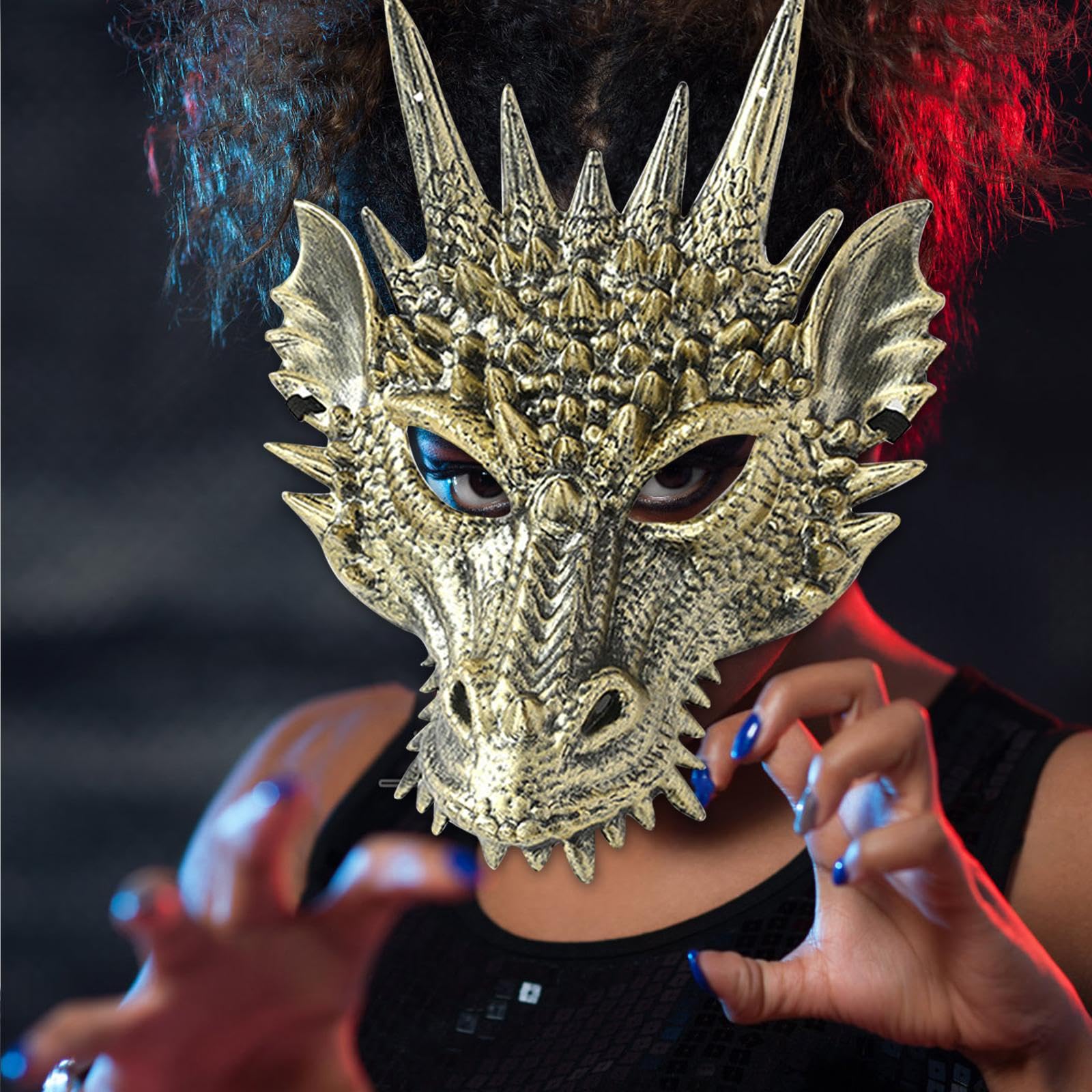 Vaveren 3D Dragon Mask Animal Headdress Mask, Novidade Full Head